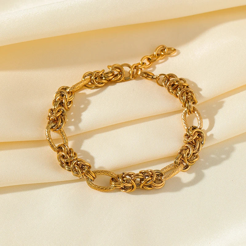 1007 Stainless Steel Twisted Gold Bracelet Bangle