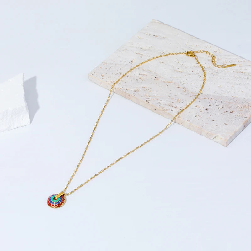 1007 Stainless Steel Vintage Flower Necklace & Earrings Set