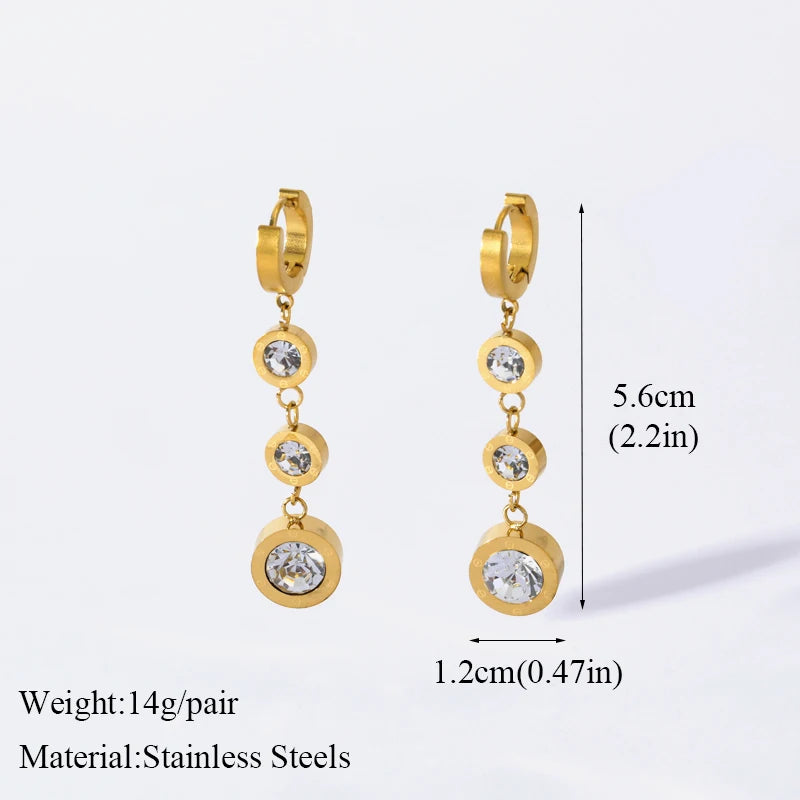 1007 Stainless Steel Blue Stone Drop Dangle Earrings