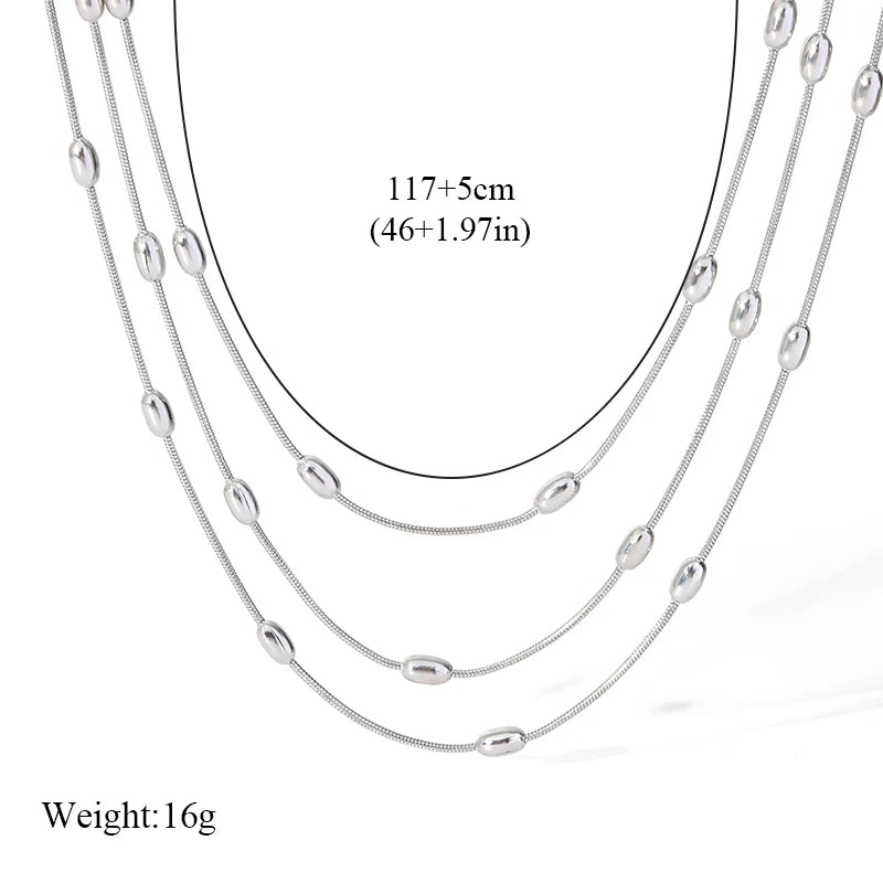 1007 Stainless Steel Multi-Layer Chain Necklace & Bracelet Set