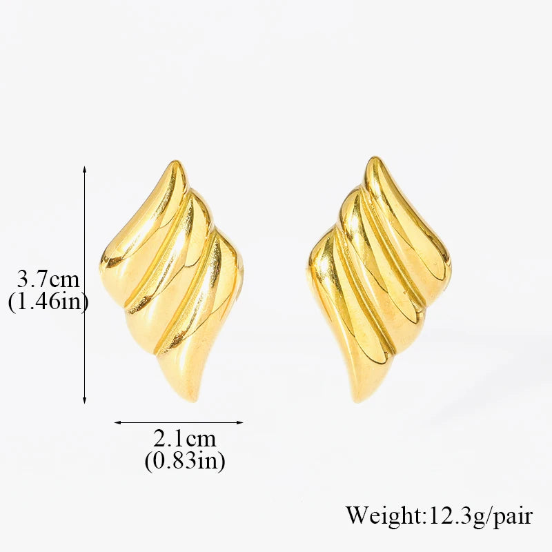 1007 Stainless Steel Gold Twist Hoop Earrings