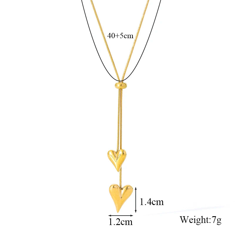 1007 Gold Heart Pendant Necklace & Earrings Set