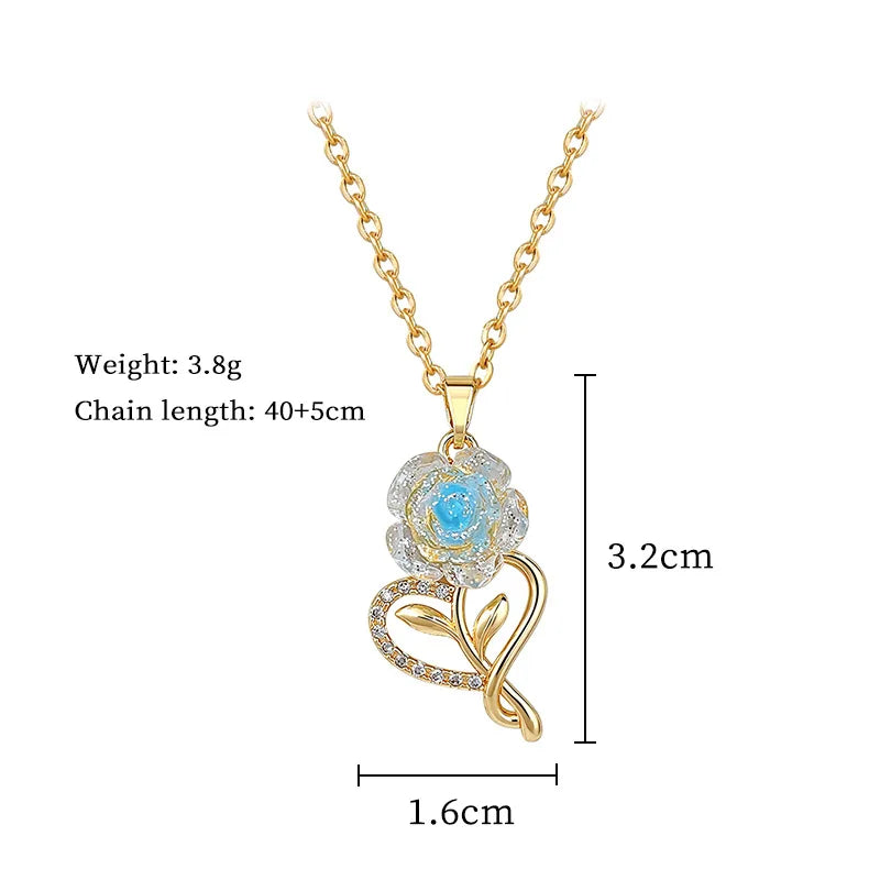 1007 Blue Flower Pendant Necklace
