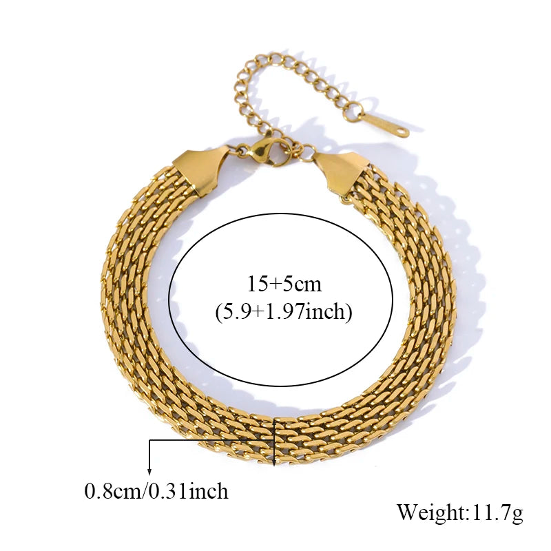 1007 Stainless Steel Gold Beaded Wound Chain Bracelet