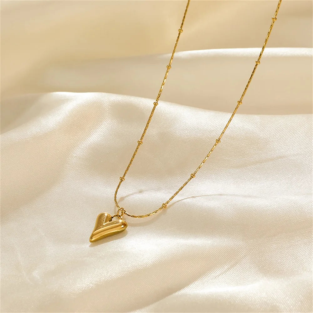 1007 Stainless Steel Heart Love Necklace, Bracelet & Earrings Set