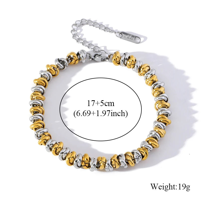 1007 Stainless Steel 2-Color Chain Necklace & Bracelet Set