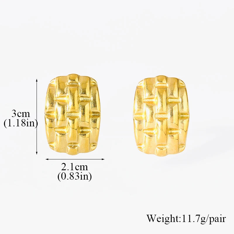 1007 Stainless Steel Gold Twist Hoop Earrings