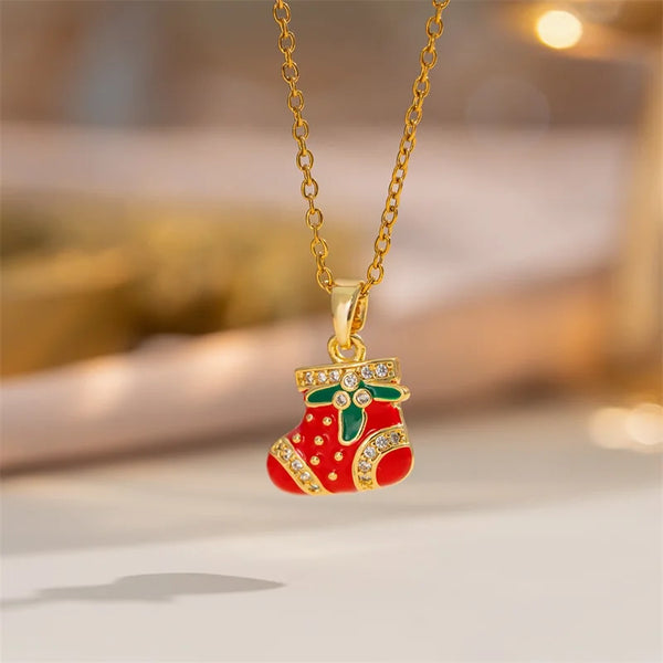 Christmas Enamel Pendant Necklace