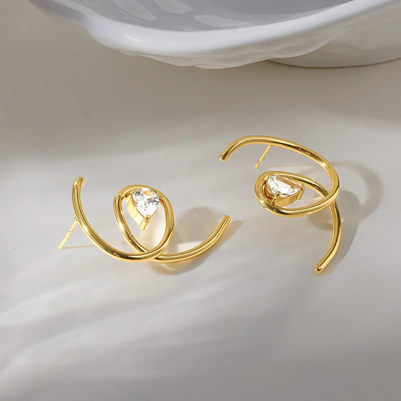 1007 Irregular Zircon Drop Earrings