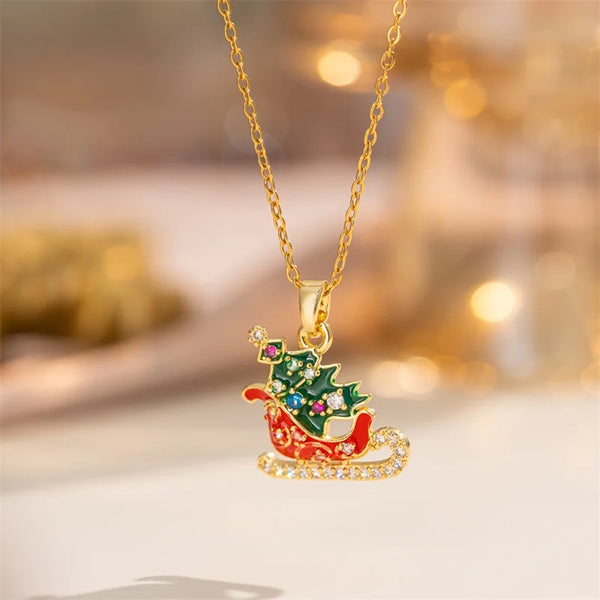 Christmas Enamel Pendant Necklace