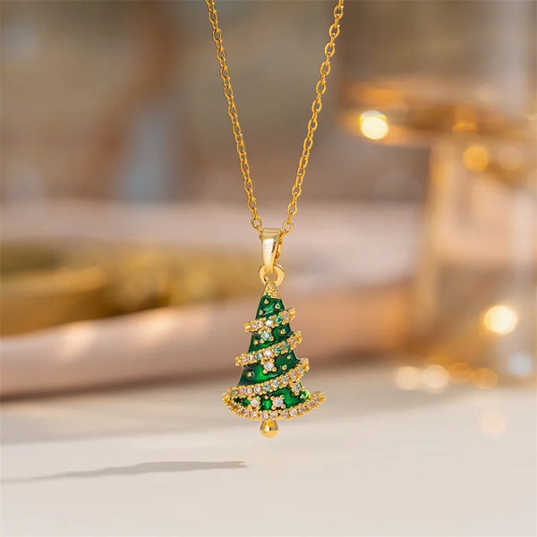 Christmas Enamel Pendant Necklace