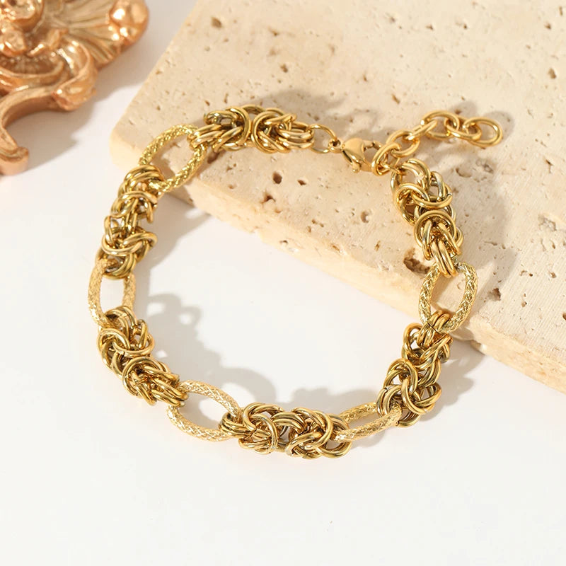 1007 Stainless Steel Twisted Gold Bracelet Bangle