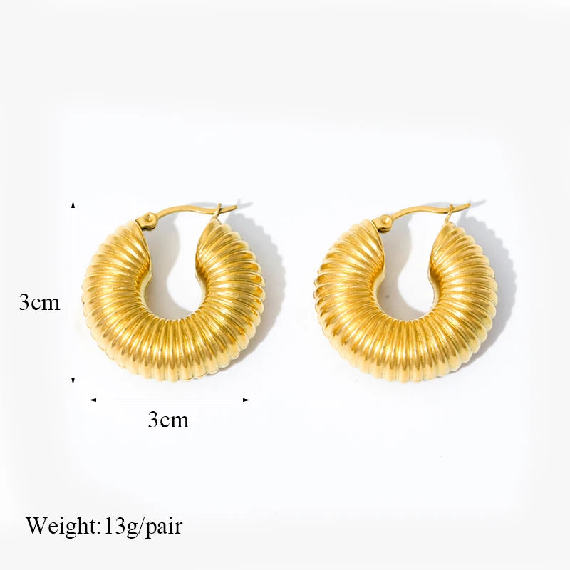 1007 Stainless Steel Gold Geometric Twist Earrings