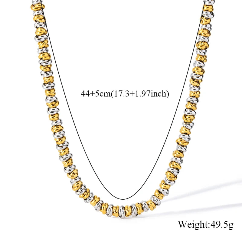 1007 Stainless Steel 2-Color Chain Necklace & Bracelet Set