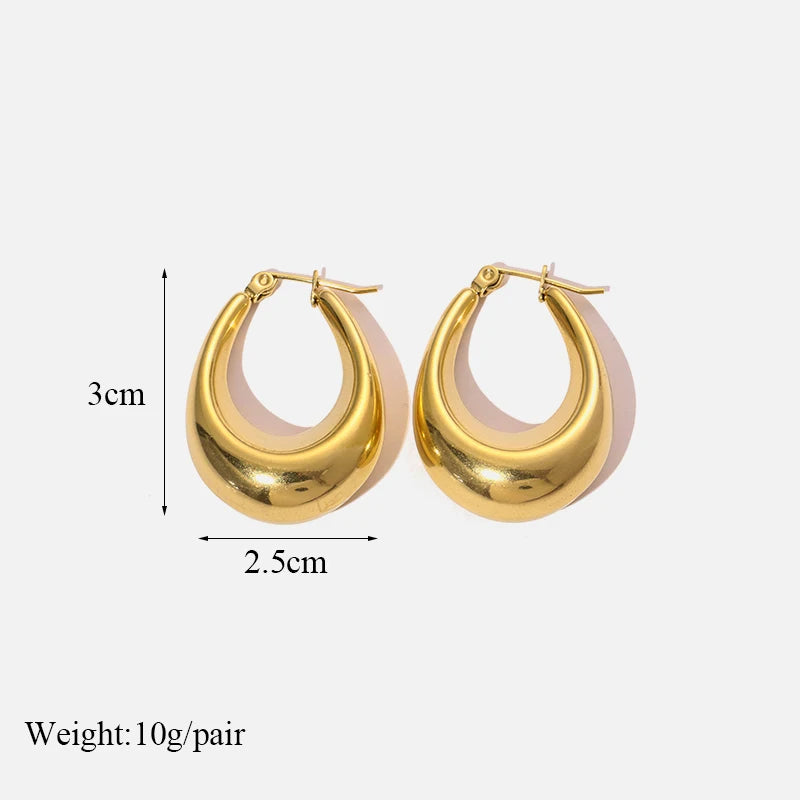 1007 Stainless Steel Gold Twist Hoop Earrings