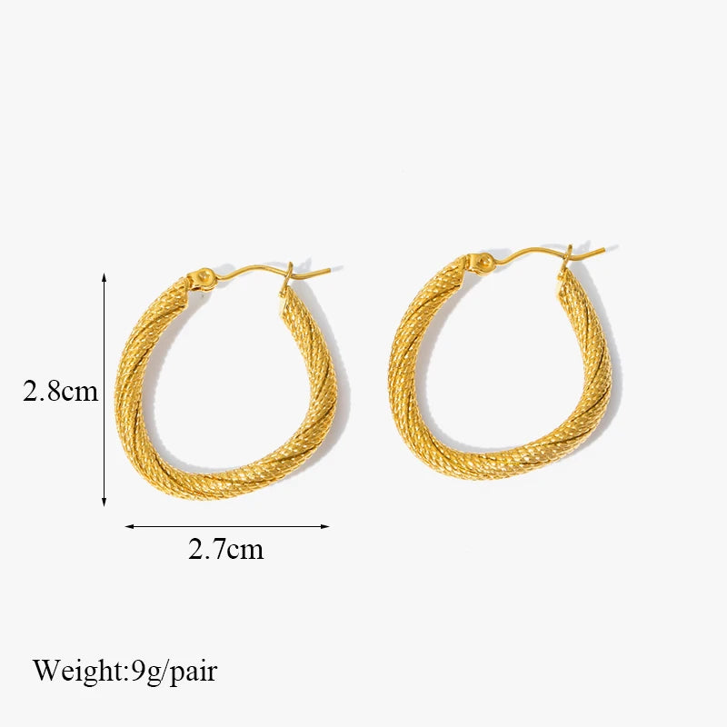 1007 Stainless Steel Gold Geometric Twist Earrings