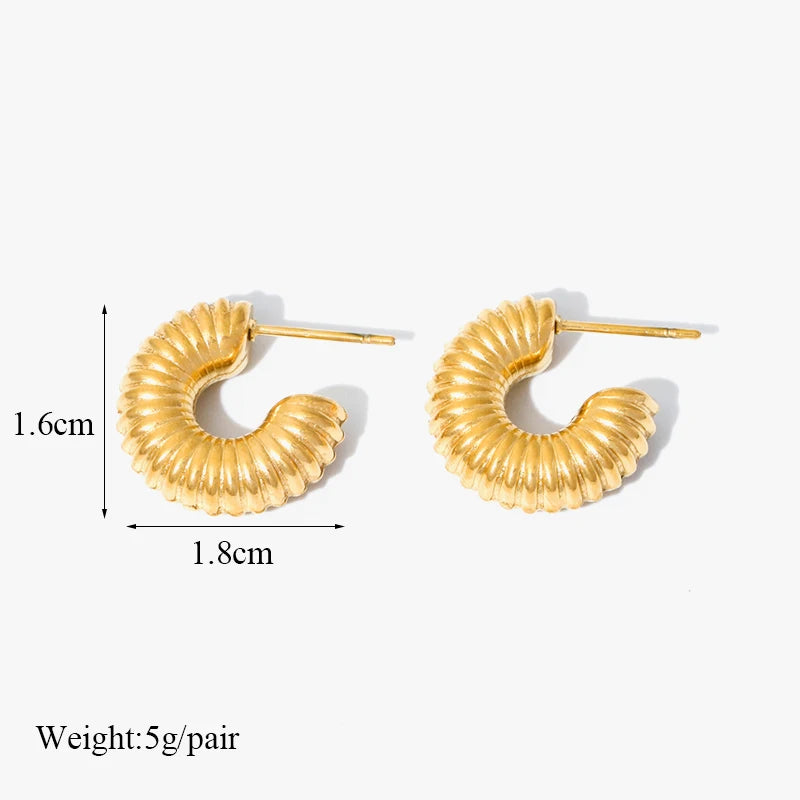 1007 Stainless Steel Gold Geometric Twist Earrings