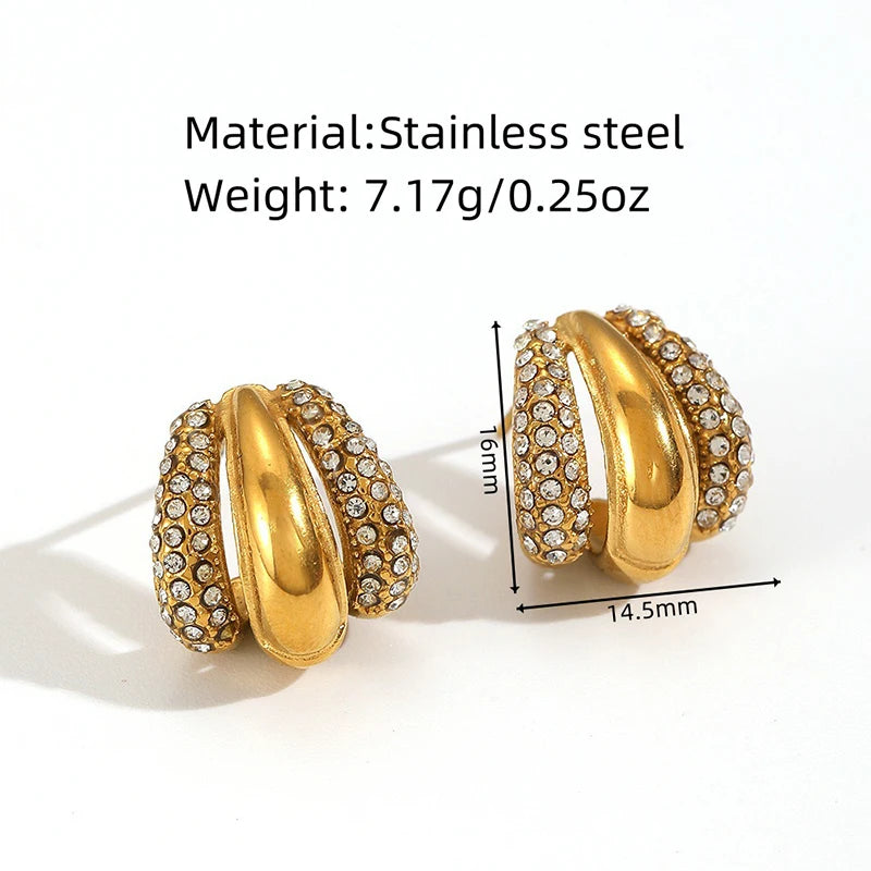 1007 C-Shaped Zircon Stud Earrings