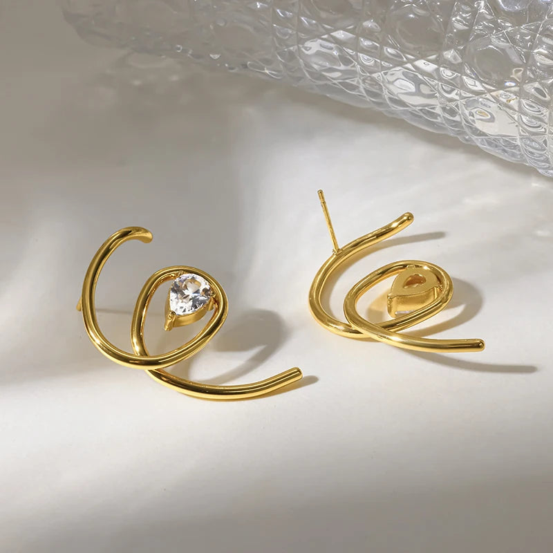 1007 Irregular Zircon Drop Earrings
