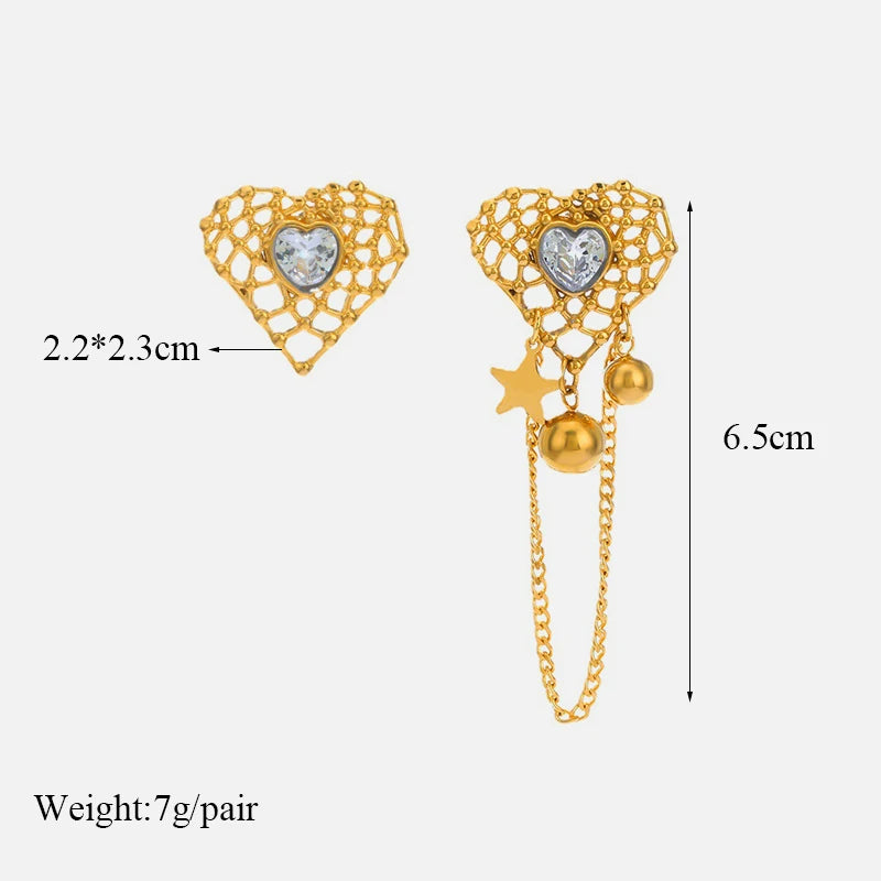 1007 Stainless Steel Gold Fan Geometric Drop Earrings