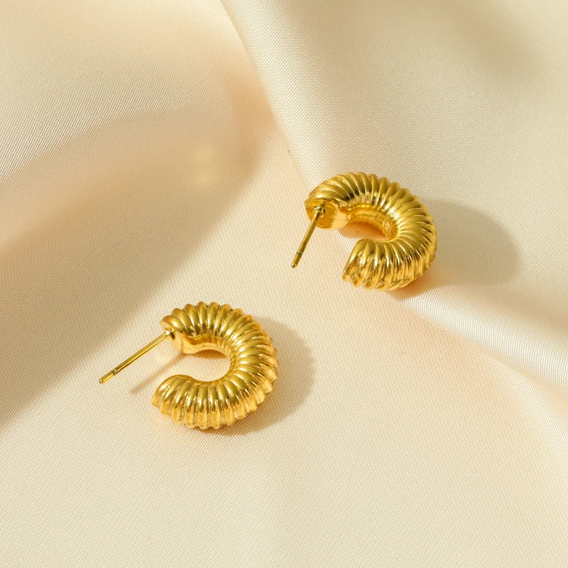 1007 Stainless Steel Gold Geometric Twist Earrings