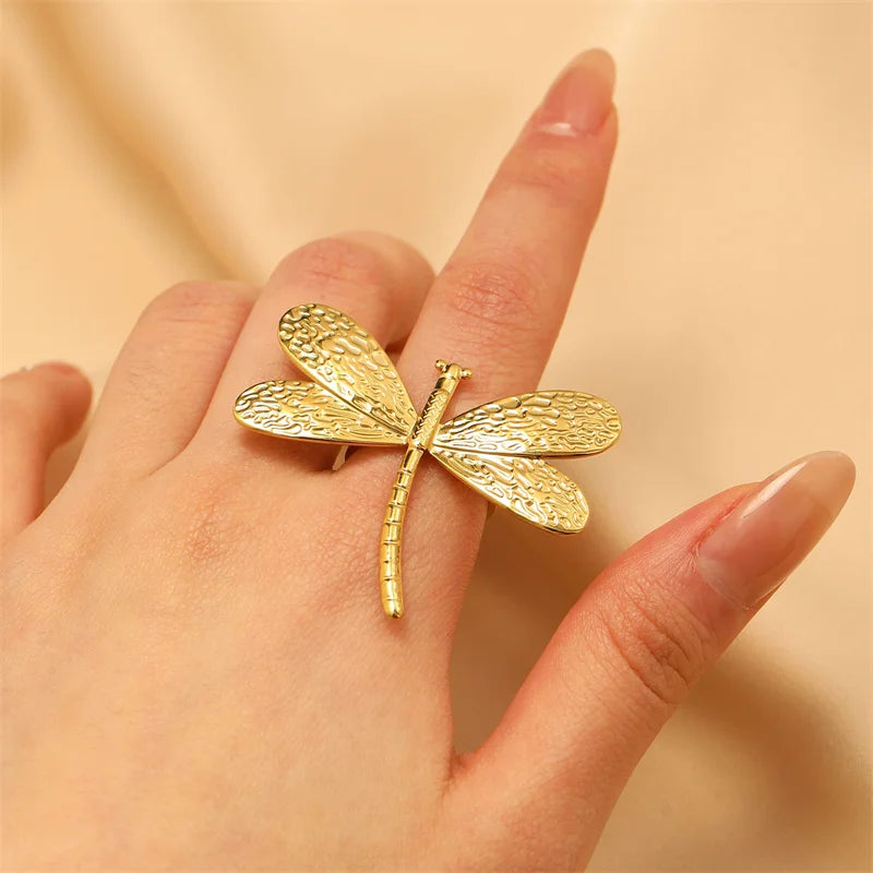 1007 Gold Dragonfly Ring