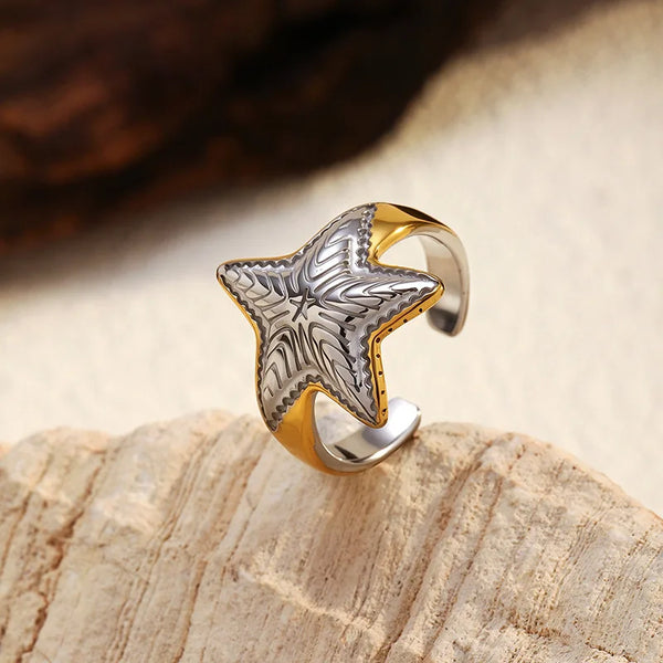 Enamel Seahorse Adjustable Ring