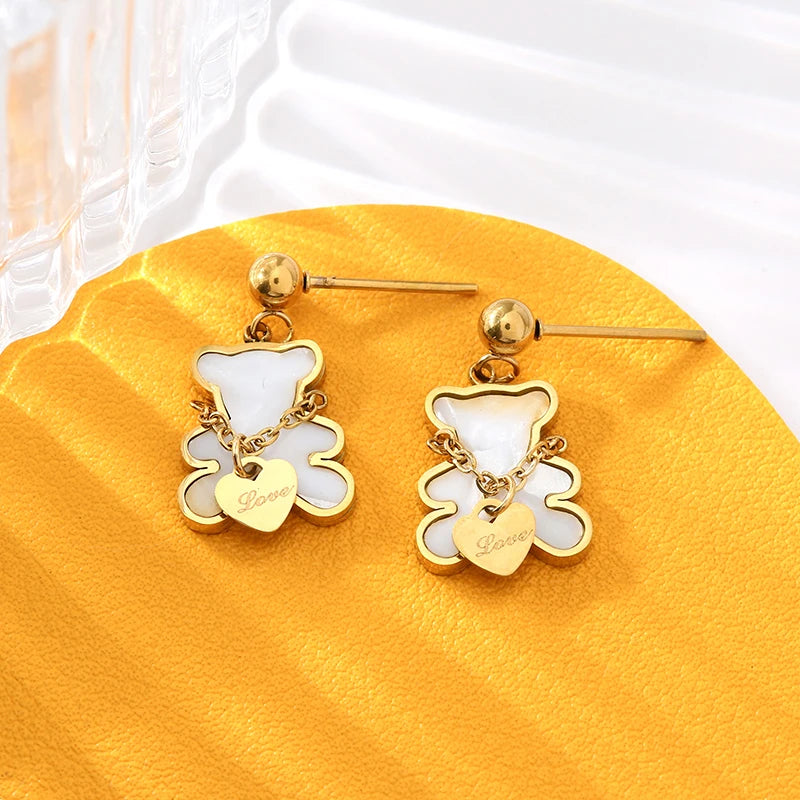 1007 White Stone Shell Earrings