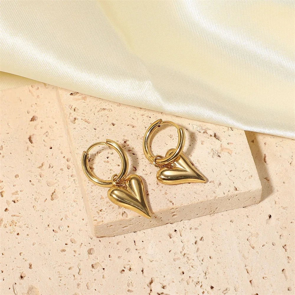 1007 Stainless Steel Heart Love Necklace, Bracelet & Earrings Set