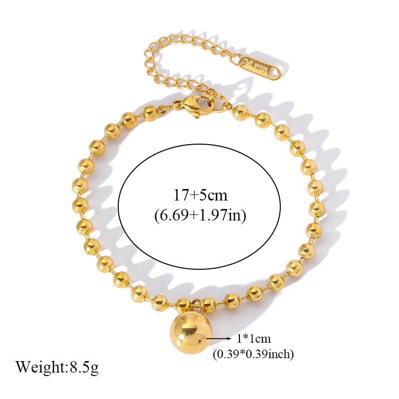 1007 Stainless Steel Bead Ball Necklace, Bracelet & Earrings Set