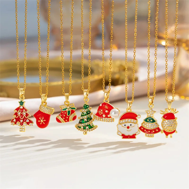 1007 Christmas Enamel Pendant Necklace