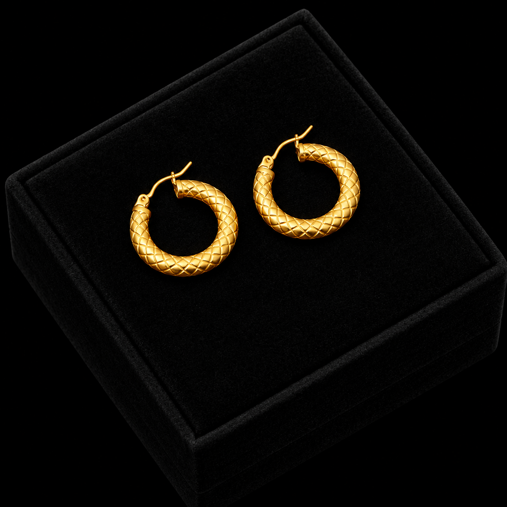 1007 Stainless Steel Gold Geometric Twist Earrings
