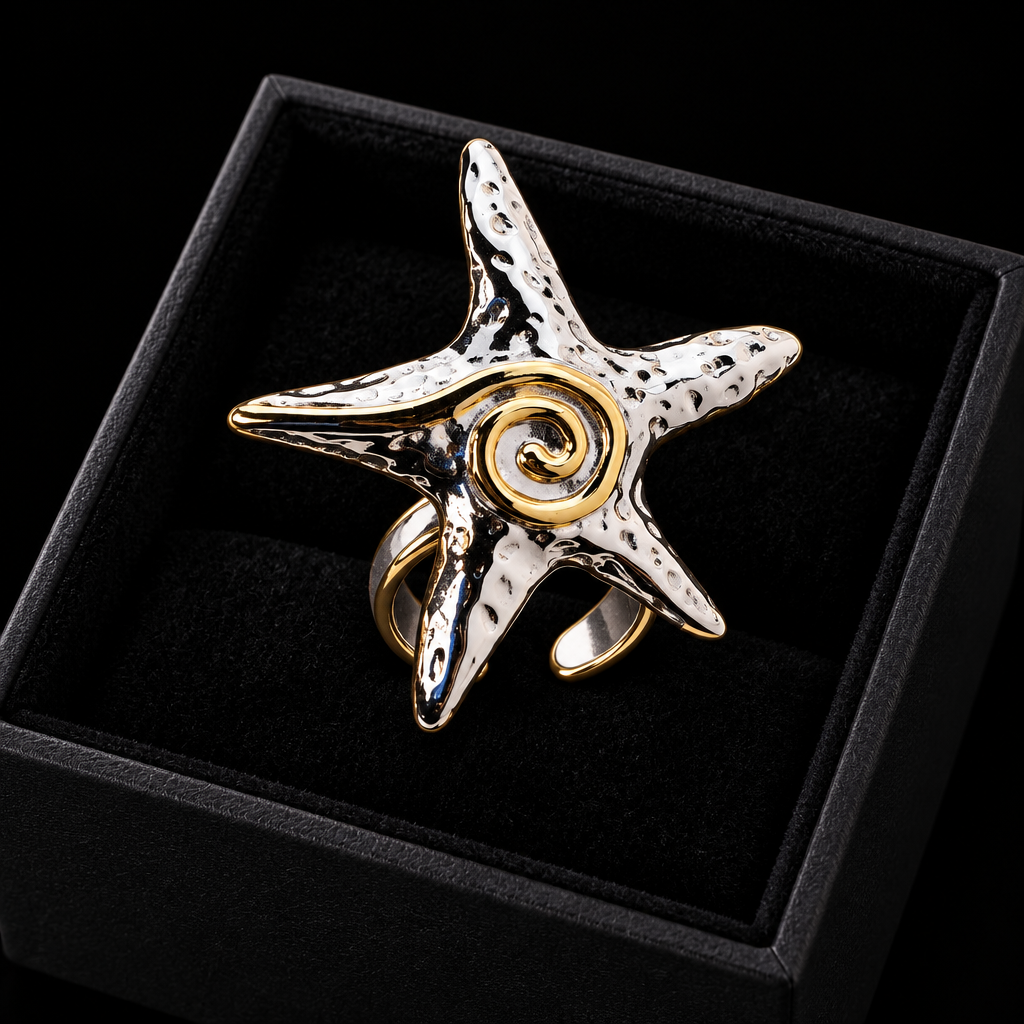 1007 Enamel Seahorse Adjustable Ring