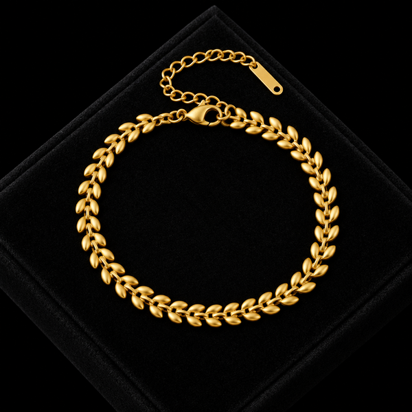 Stainless Steel Gold Beaded Wound Chain Bracelet