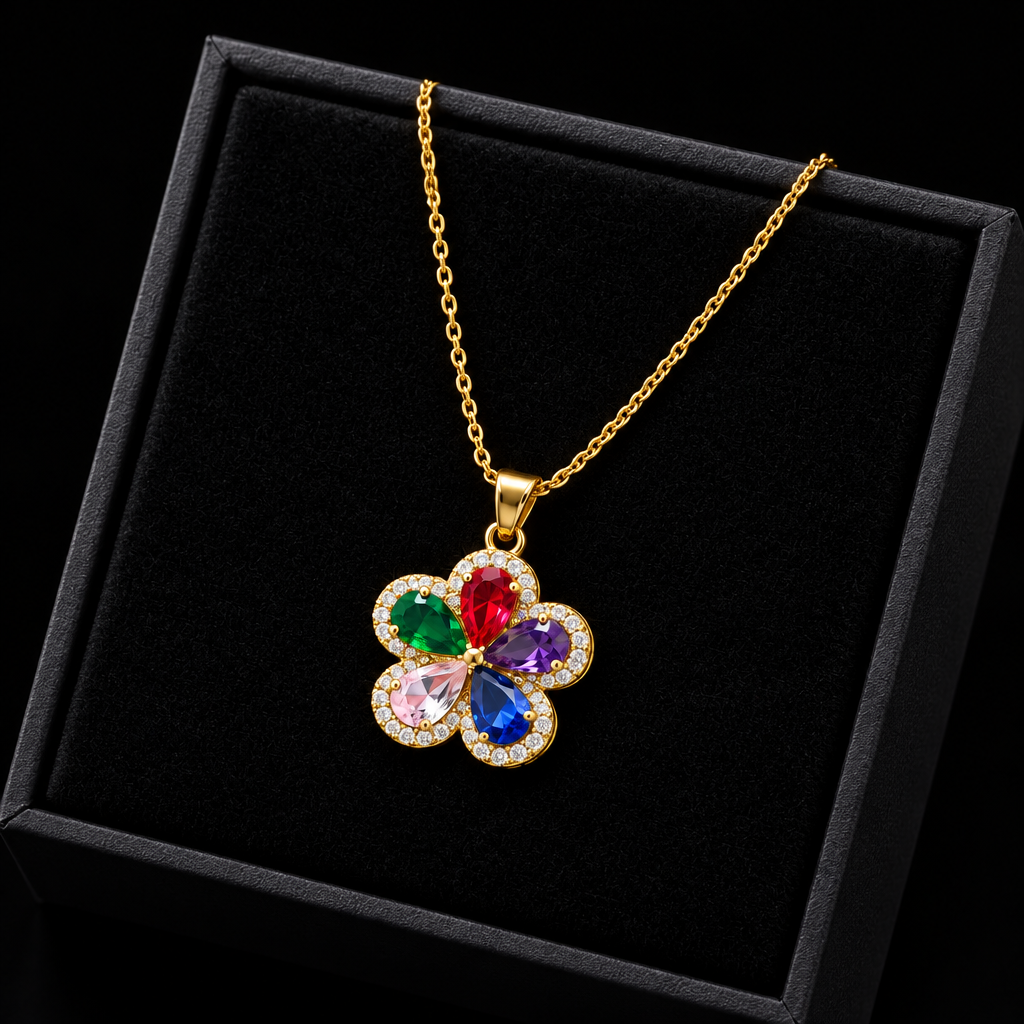 1007 Moon, Pearl & Puppy Pendant Necklace