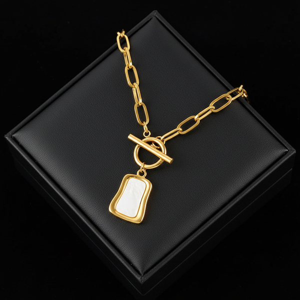 Stainless Steel Heart Pendant Chunky Statement Necklace
