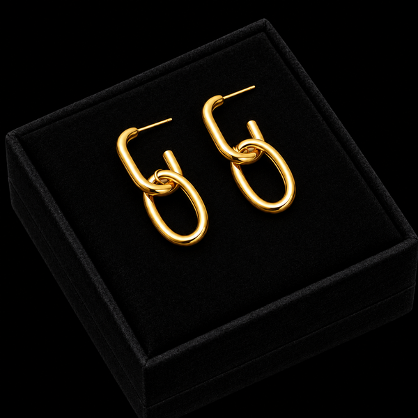 Stainless Steel Gold Geometric Twist Earrings