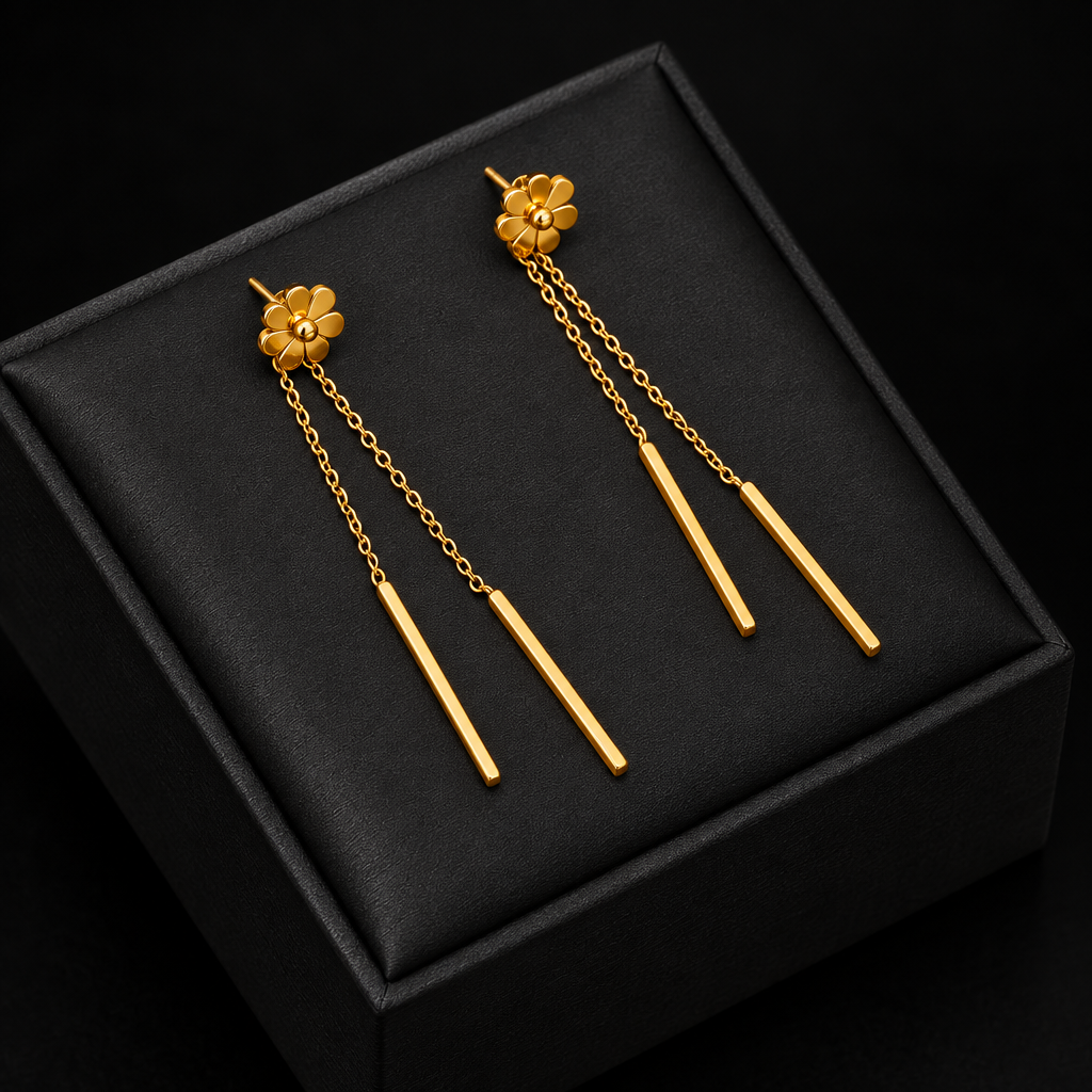 1007 Golden Hollow Heart Earrings – E205