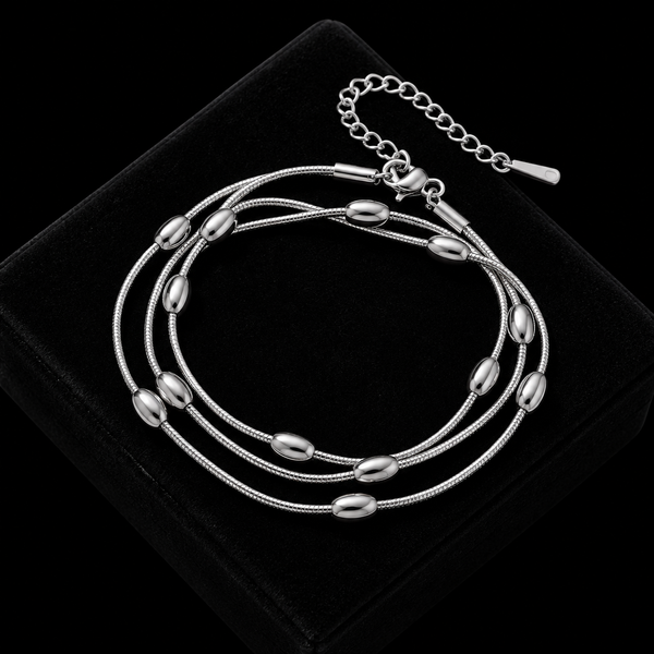 Stainless Steel Gold Beaded Wound Chain Bracelet