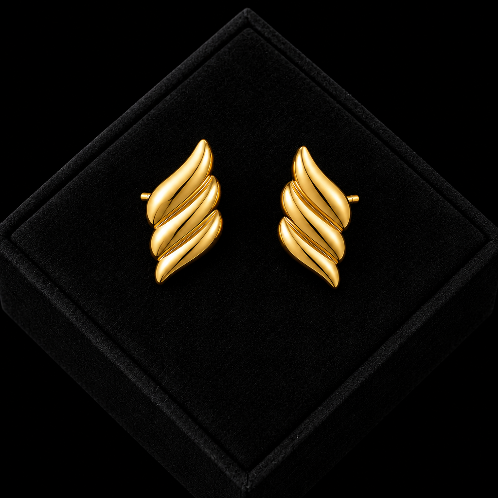 1007 Stainless Steel Gold Twist Hoop Earrings