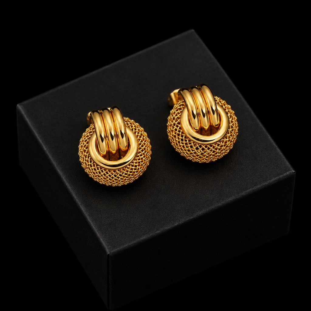 1007 Small Gold Round Stud Earrings