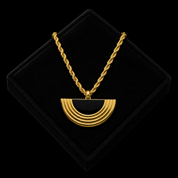 Stainless Steel Geometric Semicircle Necklace & Earrings Set