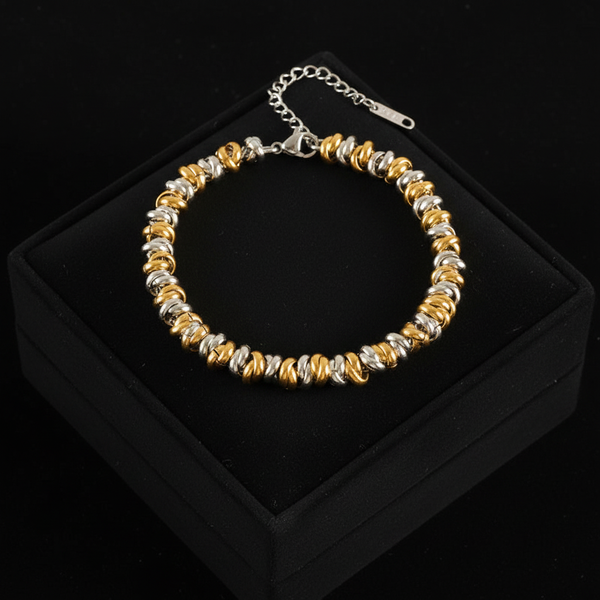 Stainless Steel 2-Color Chain Necklace & Bracelet Set