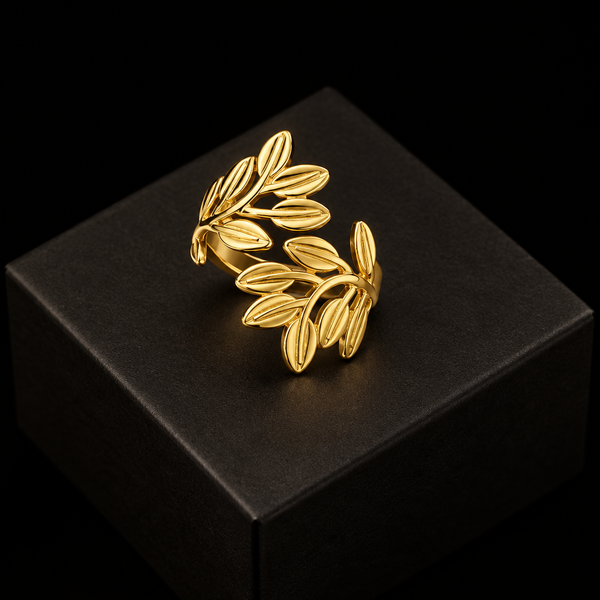 Enamel Leaf Open Ring