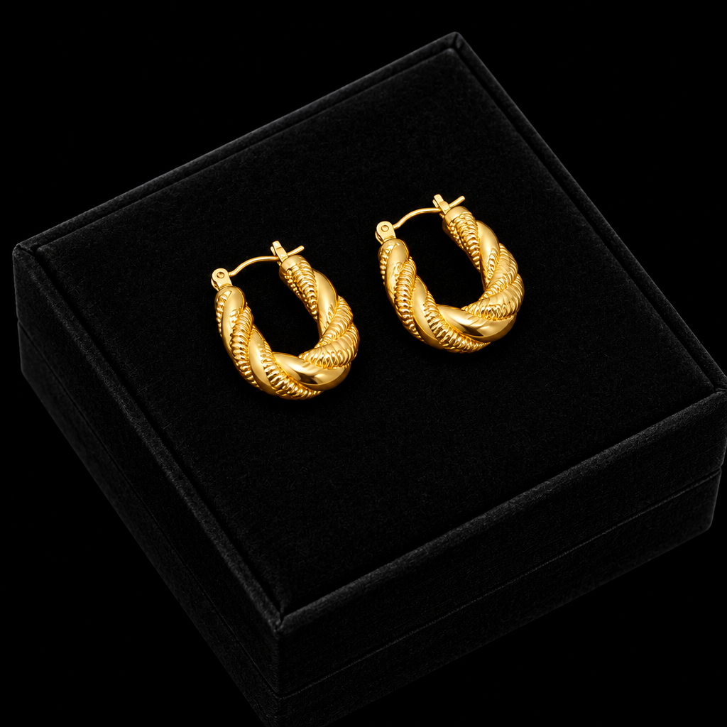 1007 Stainless Steel Gold Geometric Twist Earrings