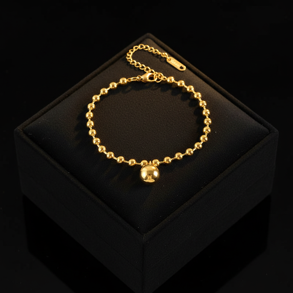 Stainless Steel Bead Ball Necklace, Bracelet & Earrings Set