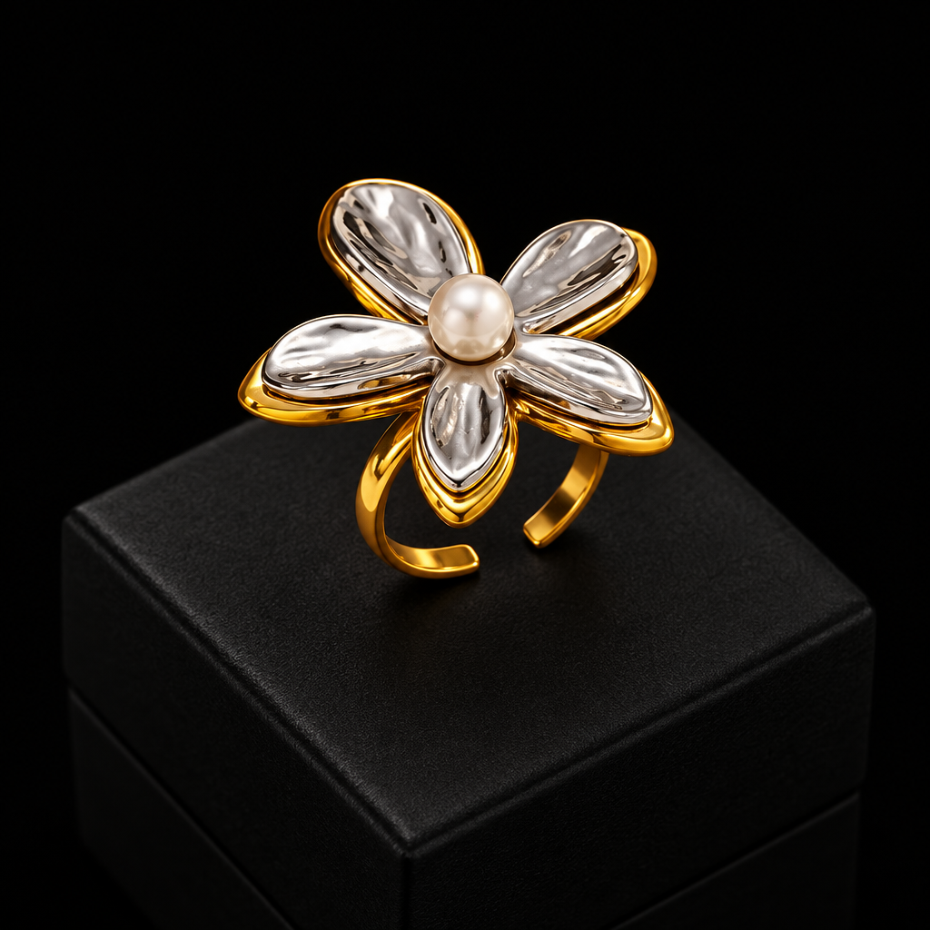 1007 Enamel Leaf Open Ring – R172