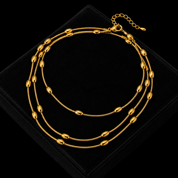 Stainless Steel Multi-Layer Chain Necklace & Bracelet Set