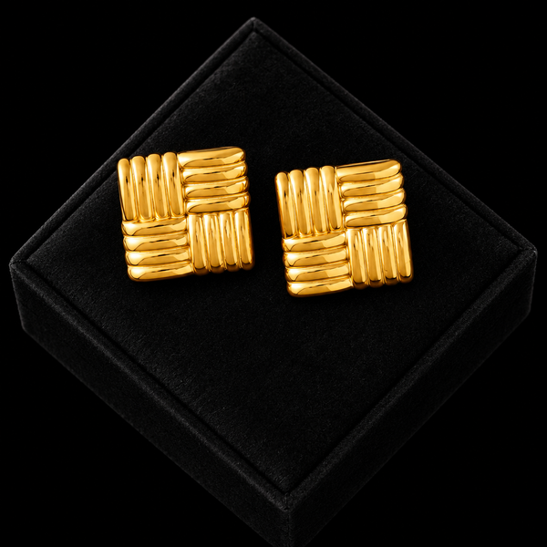 Stainless Steel Gold Twist Hoop Earrings