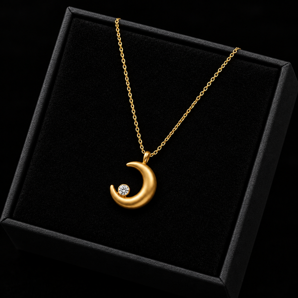 Moon, Pearl & Puppy Pendant Necklace